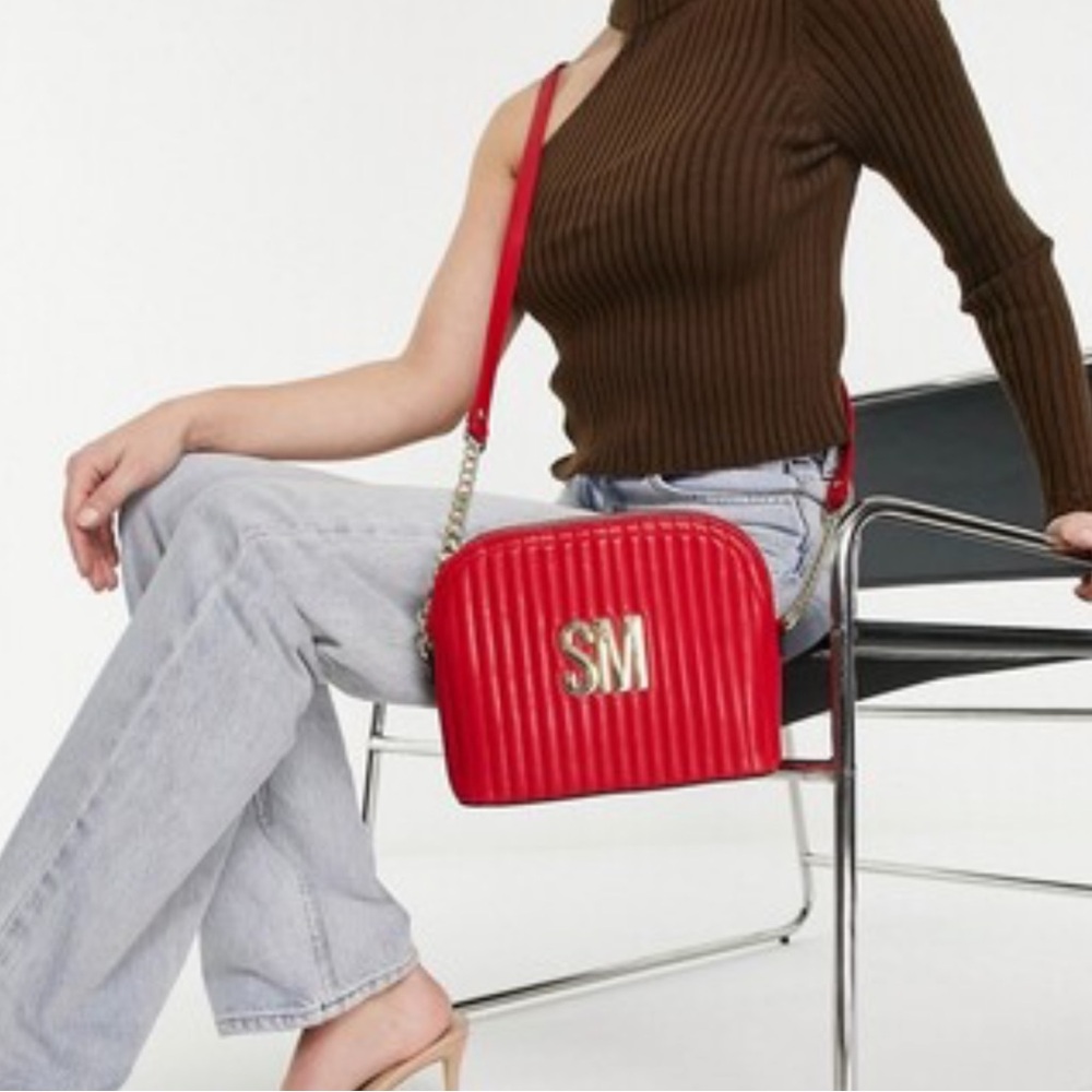 Steve Madden Red Quilted Crossbody Bag | Gold Chain | Statement Purse